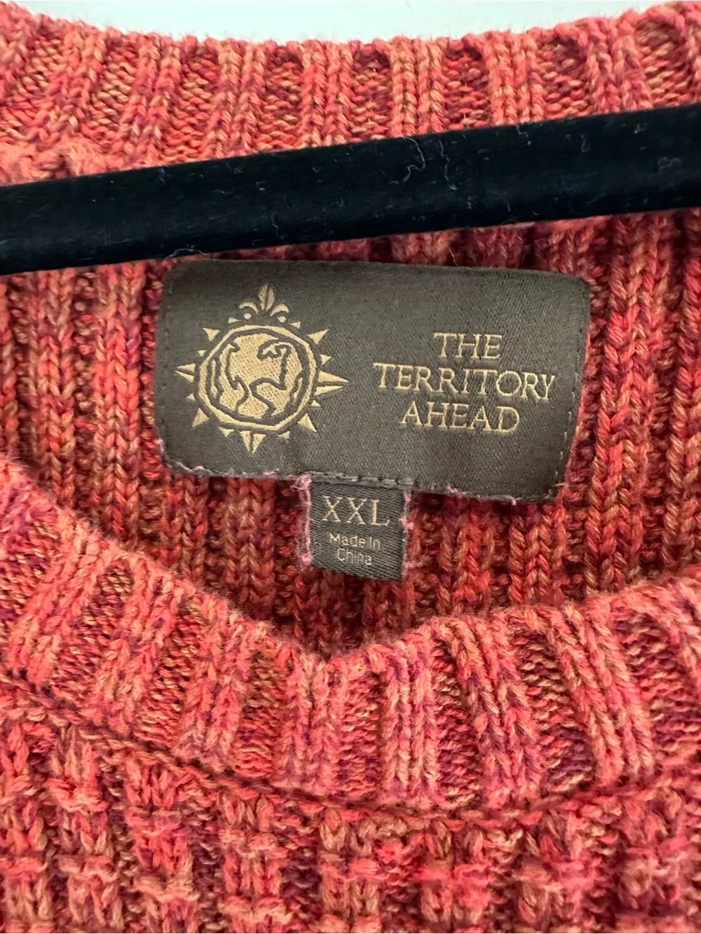 The Territory Ahead Men’s XXL Textured Knit Crewneck Sweater Rust Cotton